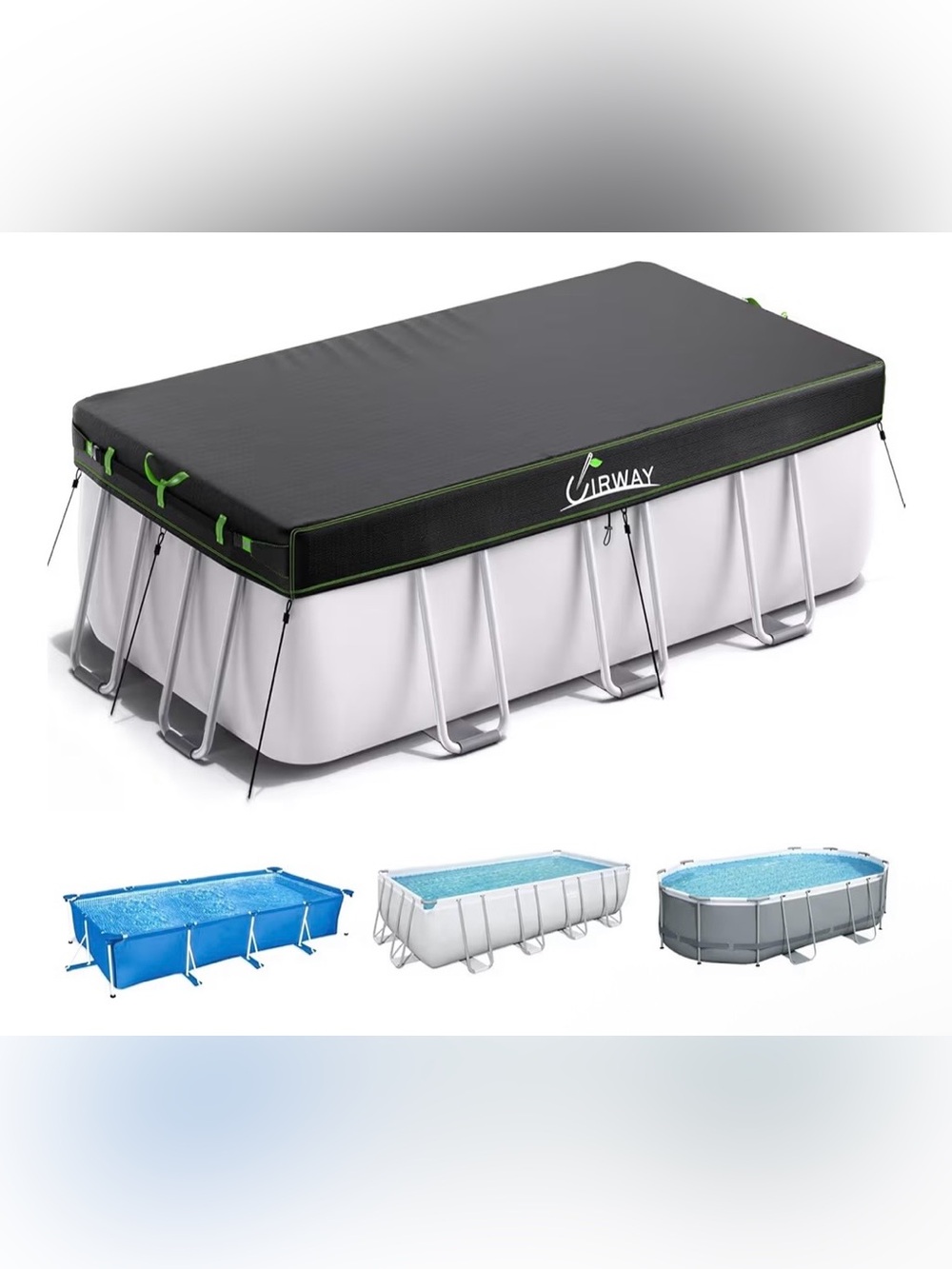 UIRWAY 12x18 FT Rectangular Pool Cover with Reflective Strips